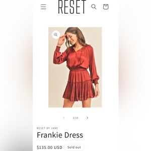 RESET BY JANE Rust colored Satin dress sz small